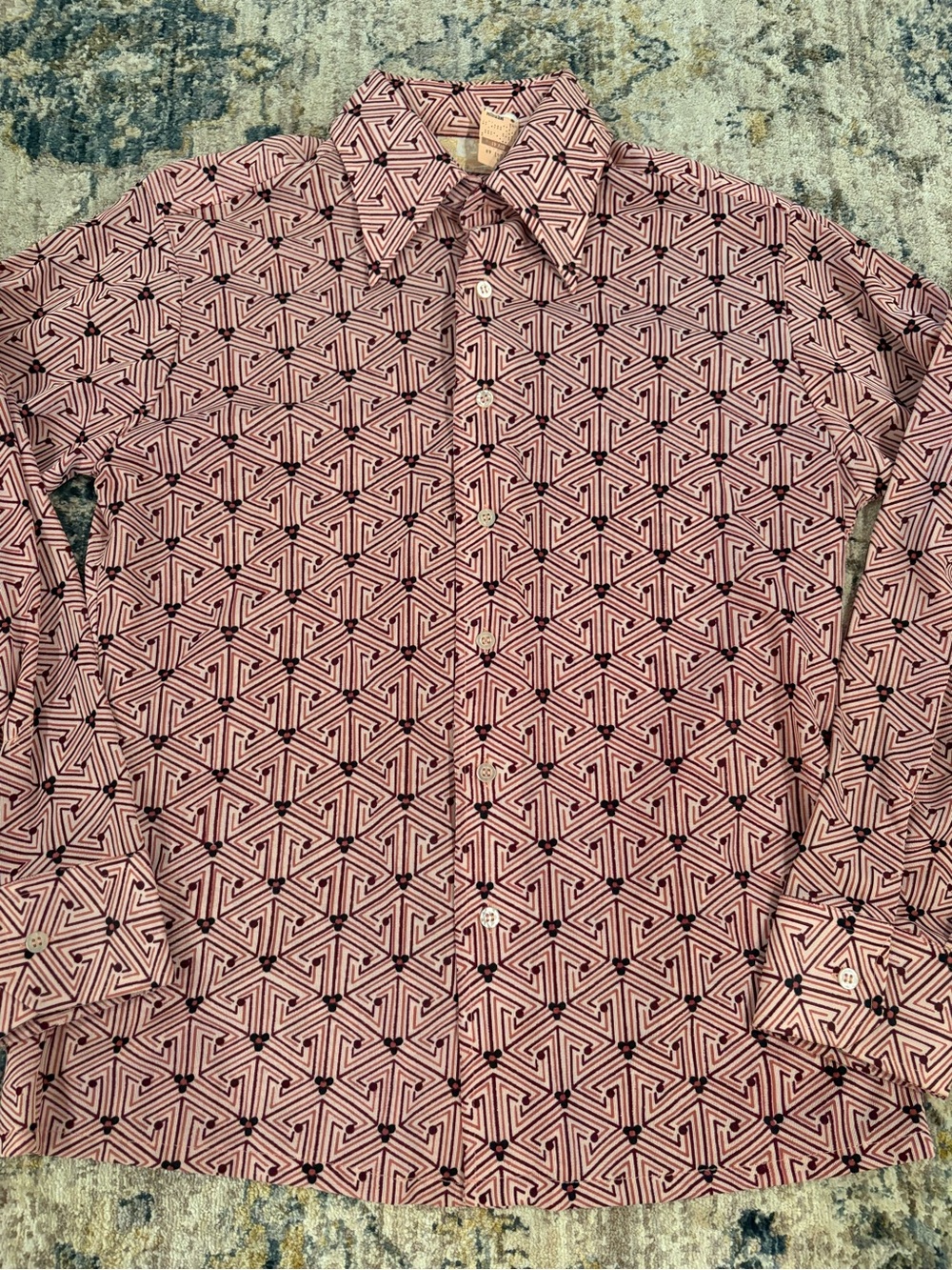 NWT Vintage 60s 70s Sears Kings Road Shop Button Down Shirt Mens Medium Printed
